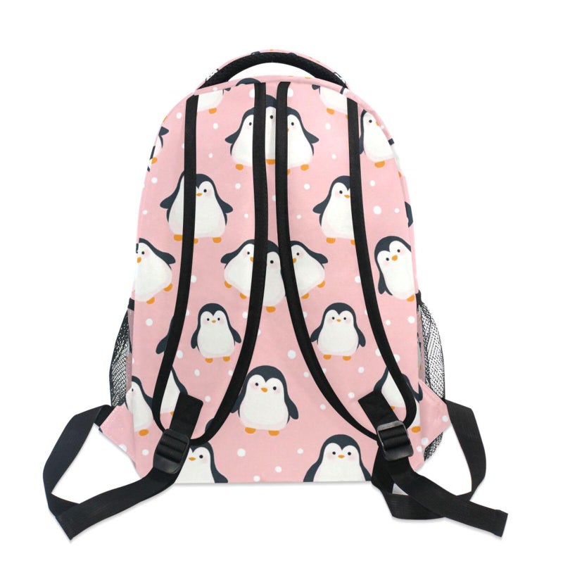 Kcldeci Cute Penguin Backpack for Boys Girls Kids Cartoon Pink Sea Animals Dots Student Bookbag School Bag 14 inch Laptop Backpacks Travel Daypack Shoulder Bag - Image 5